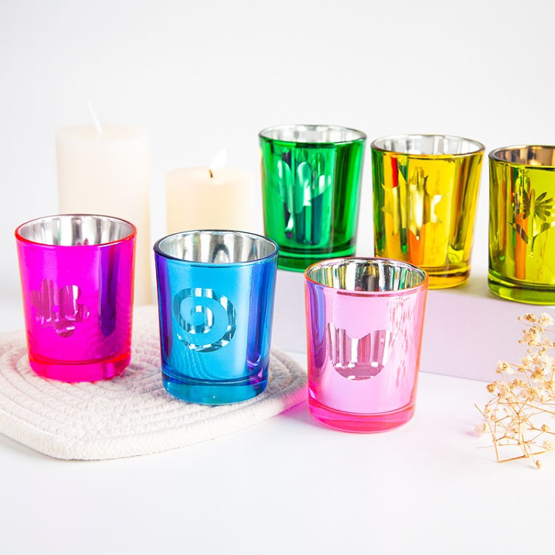  Hollow Out Decorating Candle Holders Candle Container Luxury Glass Candle Jars 