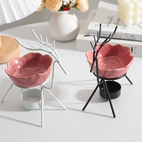 Deer-Shaped Home Decoration Metal Tealight Candle Holders Essential Oil Incense Aroma Burner Tea Light Holder