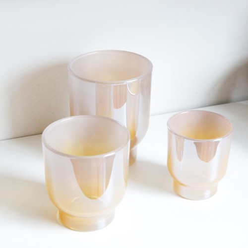 Gradient Nordic Candlestick Scented Candle Empty Cup Container Colorful Electroplated Glass Candle Holder for Pillar Candles