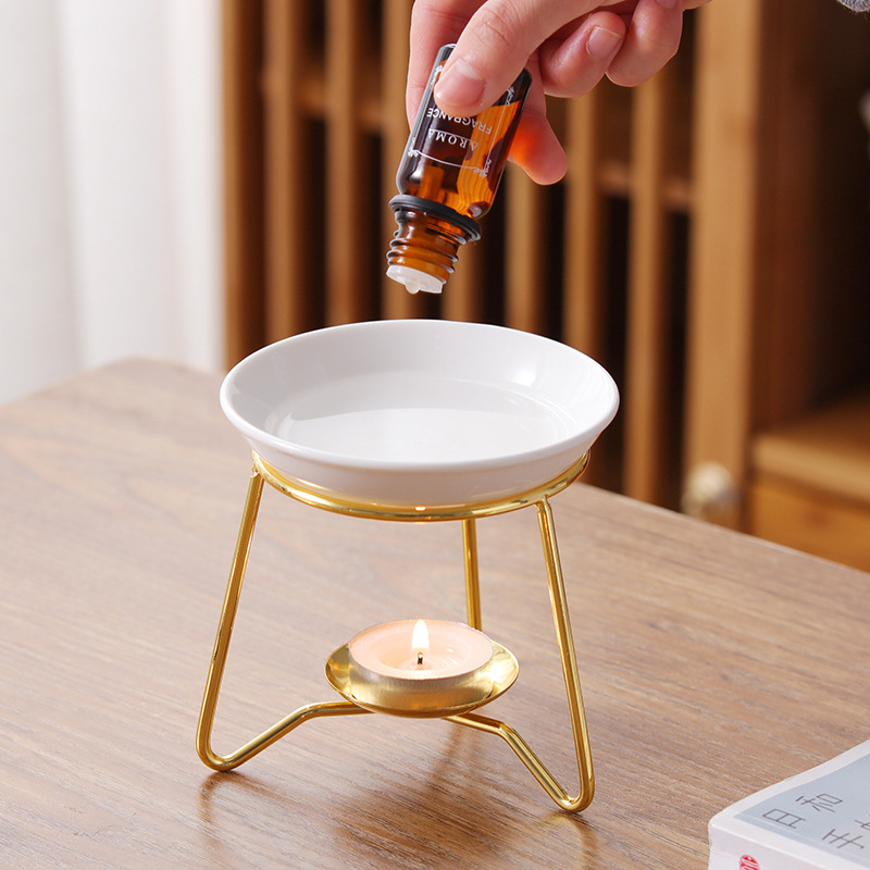 European Metal Fragrance Warmer Aromatherapy Essential Oil Burner Diffuser Wax Melt Oil Burner Wholesale for Spa Yoga 