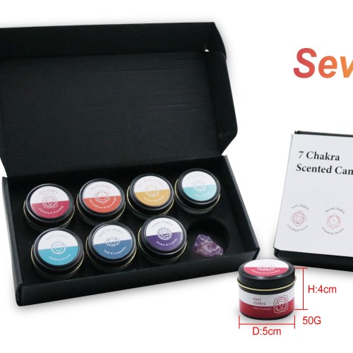 Chakra 2023 Custom Logo ODM Soy Wax Fragrance  Aroma Gift Set Luxury Chakra Crystal Scented Candles