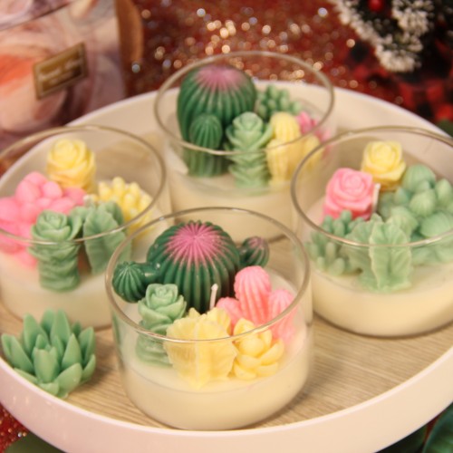 Wholesale Flower Shaped Succulent Plants Cactus Scented Candle Luxury Candle Gift Handmade Wedding Birthday Aromatherapy