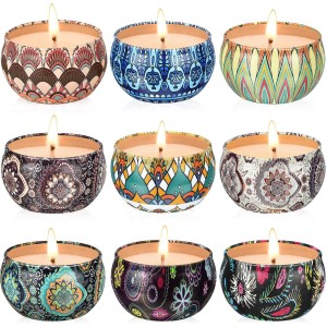 Customized New Ethnic Style Set Metal Tinplate Soy Wax Scented Candle 