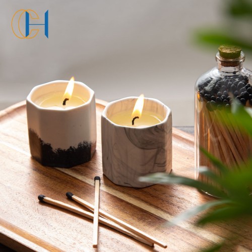 Small Size Matte Ceramic Candle Cup Jar Set Handmade Scented Jar Ceramic Soy Candle with Soy Wax