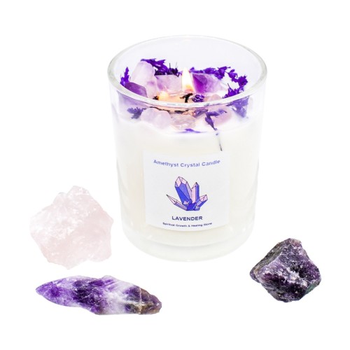 Home Decoration Meditation Healing Crystal Dried Flowers Herbs Soy Wax Scented Candles