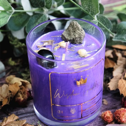 Custom Luxury Private Label Soy Wax Crystal Infused Gem Candle Magical Scented Candles With Dry Flowers