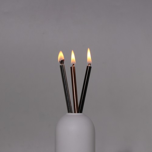 Chakra Glass Ceramic Three Candlesticks Metal Tube Smokeless Oil Candle Everlasting Candles Set