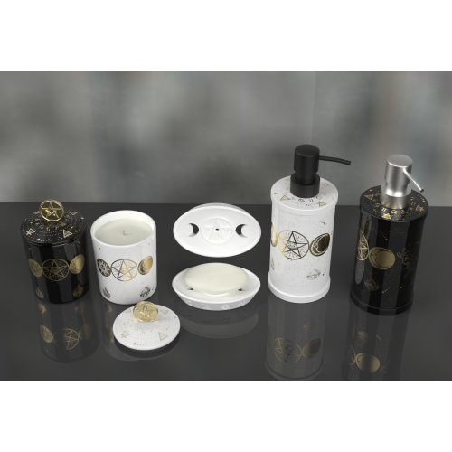 New Design White Black Ceramic Candle Jar Empty Reed Diffuser Bottle Set