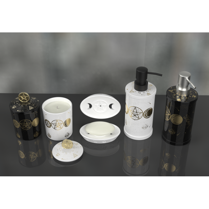 New Design White Black Ceramic Candle Jar Empty Reed Diffuser Bottle Set 