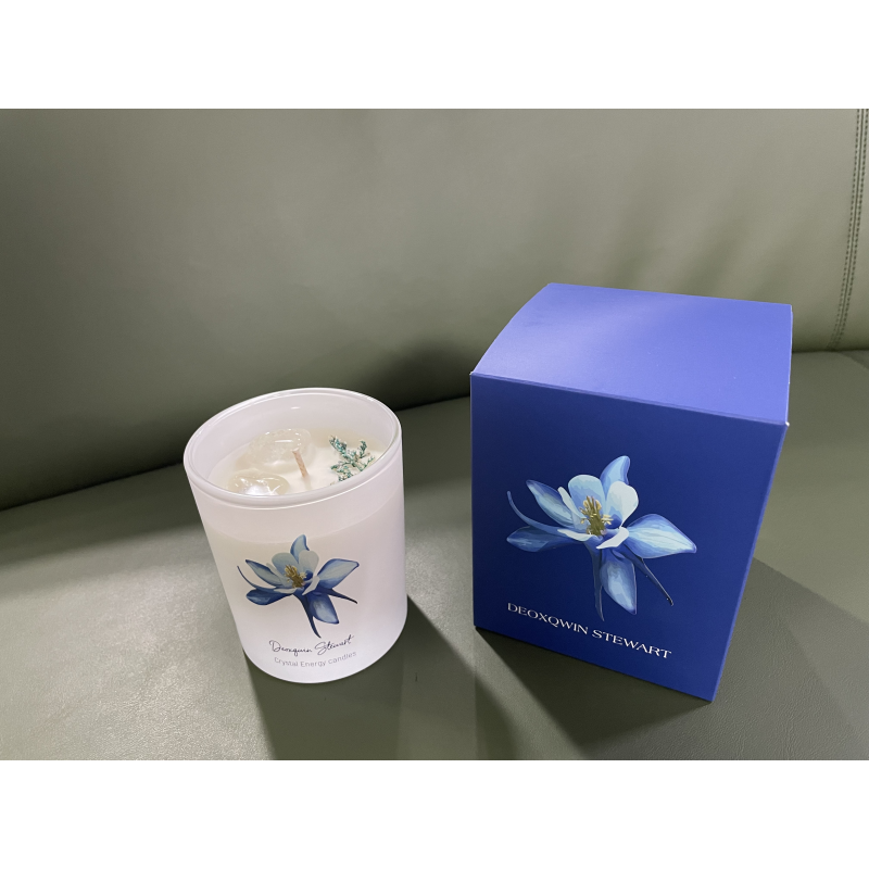 Matte White Candle Jar Custom Fragrance Aromatherapy Crystal Candle With Gift Box 