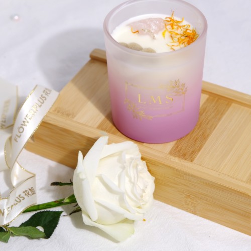 Valentine's Day Unique Gift Rose Quartz Sweet Pink Colour Gradient With Gold Foil Logo Luxury Scented Candles