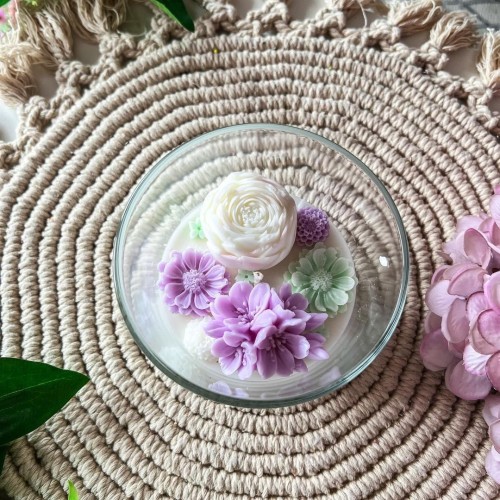 Kabbalah Home Decorative Custom Artificial Plant Flower Shaped Carving Wax Glass Luxury Candles Soy Wax Candle