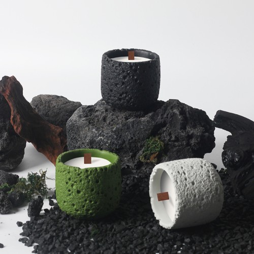 Luxury Simple Custom Porcelain Pottery Ceramic Cement  Matte White Black Candle Holders Lanterns and Candle Jars