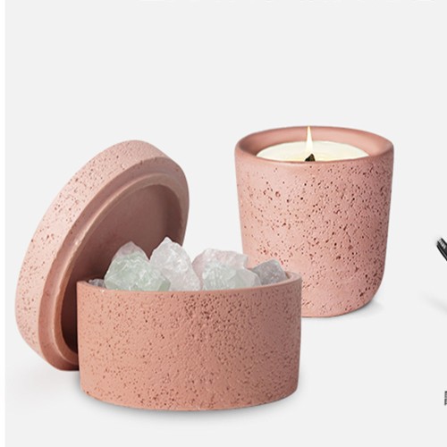 2023 New Trending Decor Concrete Shaped Scented Soy Wax Candle Container Ornaments Cement Candle Vessel