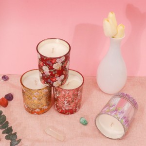 Wholesale Designer Stylish Healing Flowers Scented Candles With Crystal Dried Flowers 