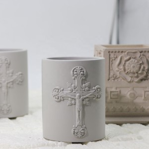 KABBALAH Cement Candle Wholesale Empty Concrete Candle Jar Luxury Cement Candle Vessels with Lid 