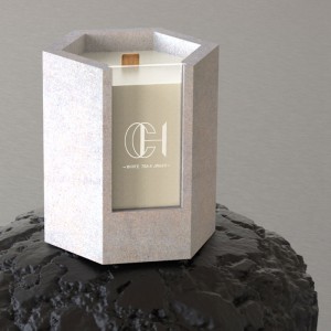 Custom Logo Engraved Ceramic Concrete Candle Container Unique Cement Soy Crystal Scented Candle 