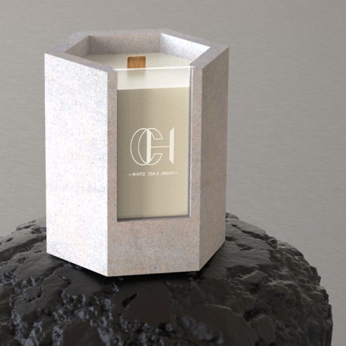 Custom Logo Engraved Ceramic Concrete Candle Container Unique Cement Soy Crystal Scented Candle