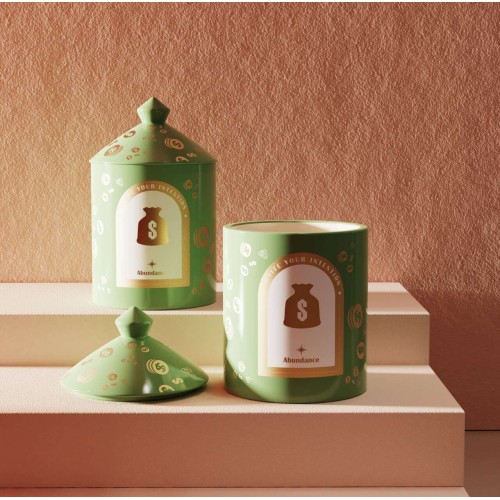 Kabbalah New Launched Green Pattern Printing Luxury US Dollar Cement Ceramic Soy Wax Scented Candle Jar