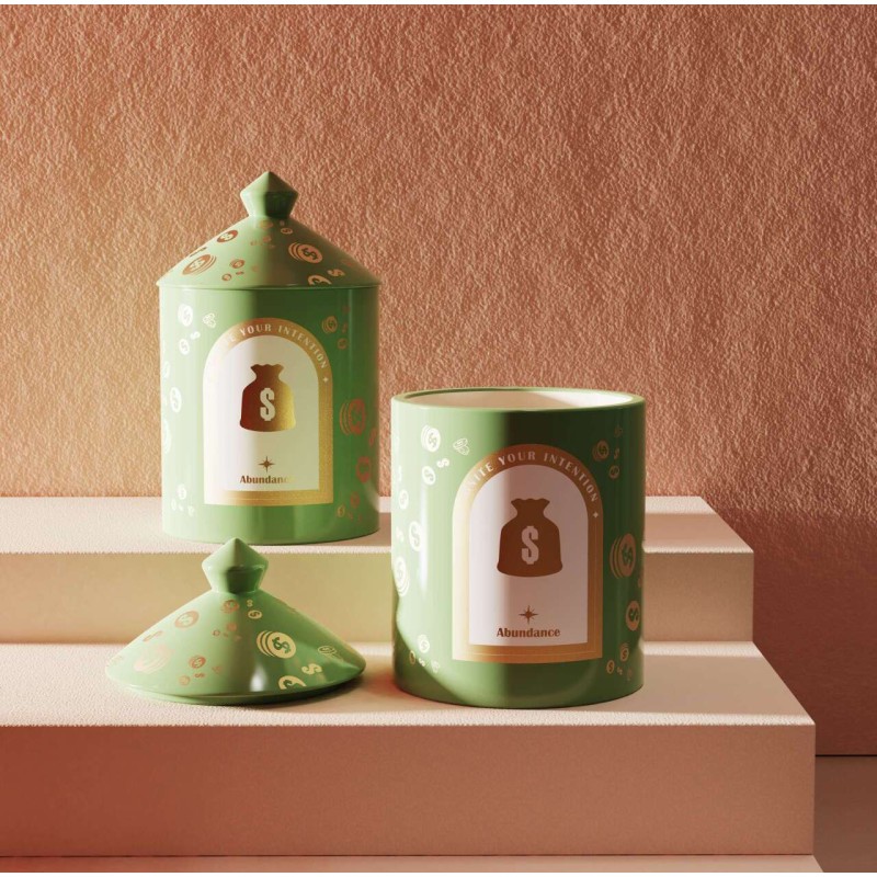 Kabbalah New Launched Green Pattern Printing Luxury US Dollar Cement Ceramic Soy Wax Scented Candle Jar 