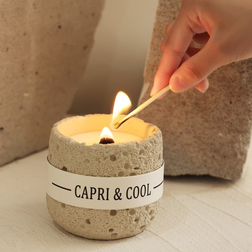 Unique Luxury Candle Bowl Wholesale Large Ceramic Cement Candle Jars With Soy Wax Candles Gift Set