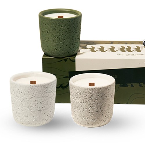 Ceramic Cement Candle Vessels Matte White Candle Jar Candle Jar with Luxury Box