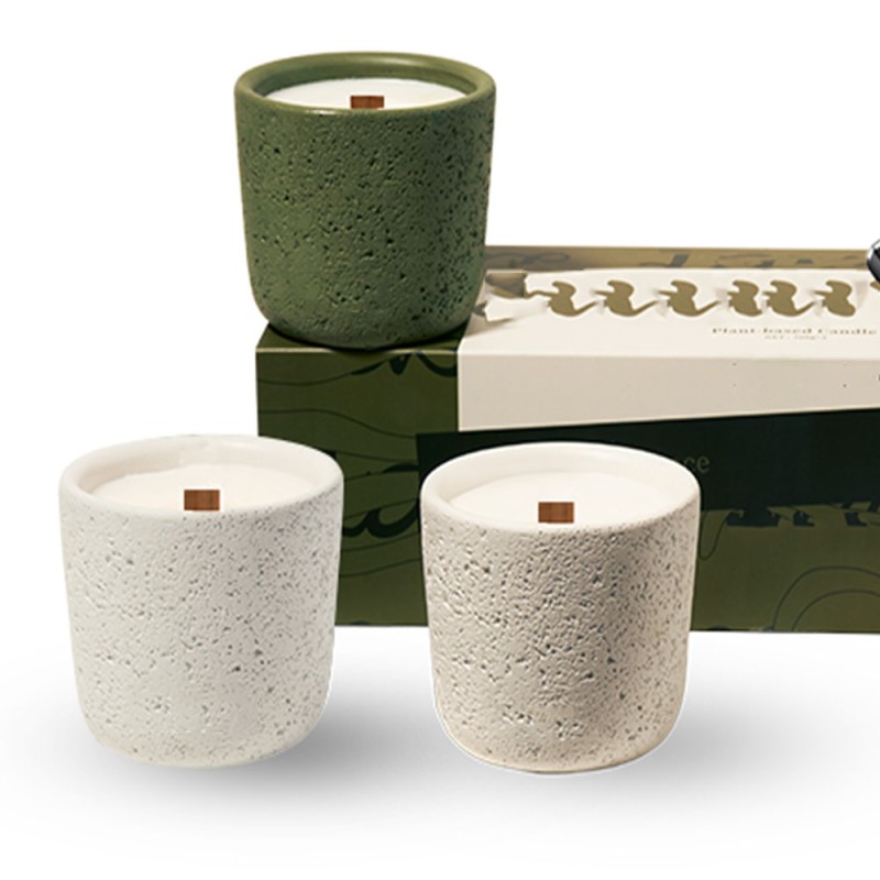 Ceramic Cement Candle Vessels Matte White Candle Jar Candle Jar with Luxury Box 