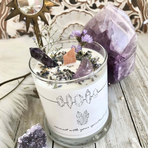 Home Decoration Meditation Healing Crystal Dried Flowers Herbs Soy Wax Scented Candles