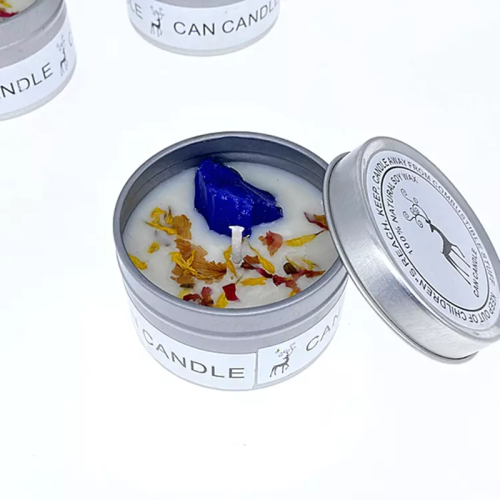 Tinplate Soy Wax Candle Customized Crystal Dried Flower Scented Candles