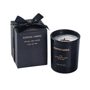 Custom Packaging Creative Fragrance Handmade Gift Romantic Environmental Black Glass Aromatherapy Soy Wax Scentd Candle 