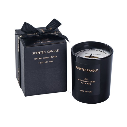 Custom Packaging Creative Fragrance Handmade Gift Romantic Environmental Black Glass Aromatherapy Soy Wax Scentd Candle