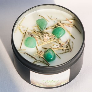 New Arrived Birth Month Themes Birthstone Tin Candle Jars with Lids Spiritual Crystal Healing Herbs Scented Candles 