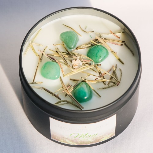 New Arrived Birth Month Themes Birthstone Tin Candle Jars with Lids Spiritual Crystal Healing Herbs Scented Candles