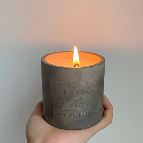 Kabbalah Hand-made logo Carved Cement Candle Cup Aromatherapy Soy Wax Concrete Candle Jar