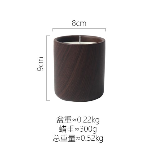 Home Decoration Multi-Function  Scented Candles Set Luxury Type Ceramic Wooden Grain  Candle Jar