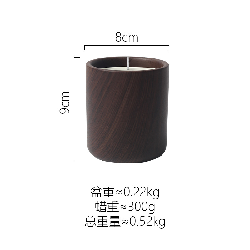 Home Decoration Multi-Function  Scented Candles Set Luxury Type Ceramic Wooden Grain  Candle Jar 