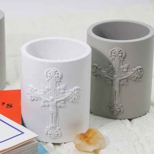 KABBALAH Cement Candle Wholesale Empty Concrete Candle Jar Luxury Cement Candle Vessels with Lid