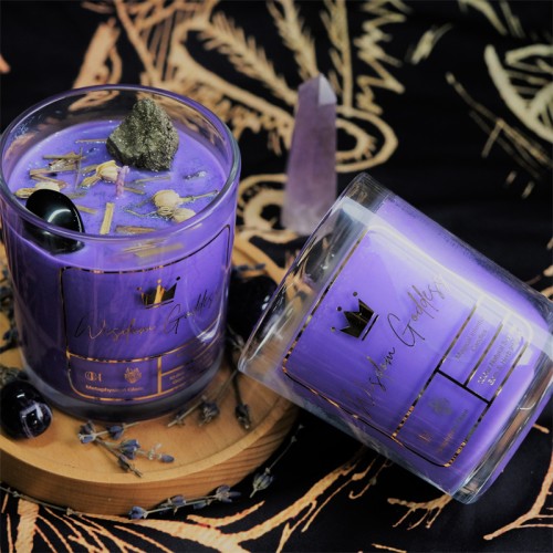 Custom Luxury Private Label Soy Wax Crystal Infused Gem Candle Magical Scented Candles With Dry Flowers