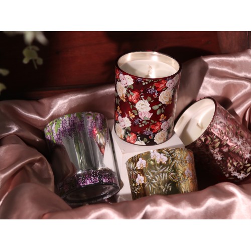 Wholesale Designer Stylish Healing Flowers Scented Candles With Crystal Dried Flowers