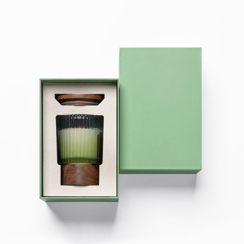 Kabbalah Bougie  De Luxe Anniversaire Nordic Advanced Transparent Green Gradient Glass Jar Candle Set