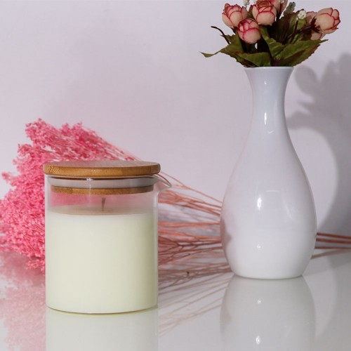 Wholesale Custom Unique Essential Oil Ceramic Glass Massage Candle with Spout Pouring Bamboo Lid