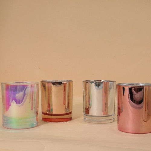 Kabbalah Hot Sale Electroplating Silver Inside Empty Glass Jars for Candles Scented Candles