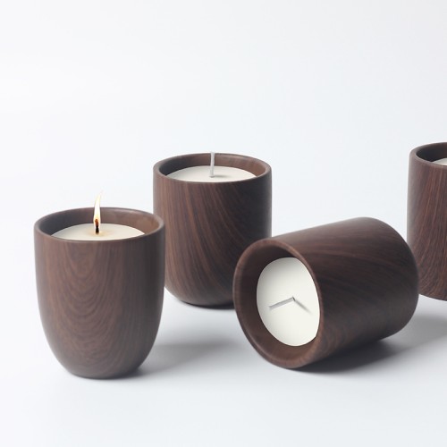 Home Decoration Multi-Function  Scented Candles Set Luxury Type Ceramic Wooden Grain  Candle Jar