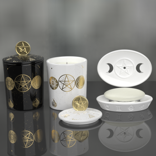 Kabbalah Customized Fragrance Vessels Ceramic Candle Holder Luxury Embossed Matte Empty Ceramic Candle Jar for Home Decor