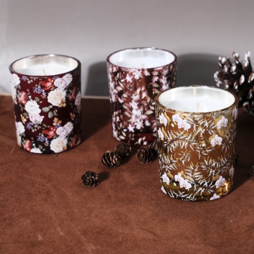 Kabbalah Factory Price Luxury Flower Glass Jar Candles Scented Wax for Four Seasons Scented Candles