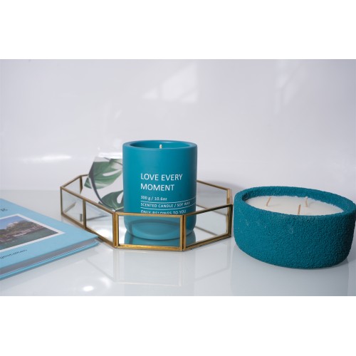 Blue Unique Design Private Label Romantic Ceramic Scented Candle