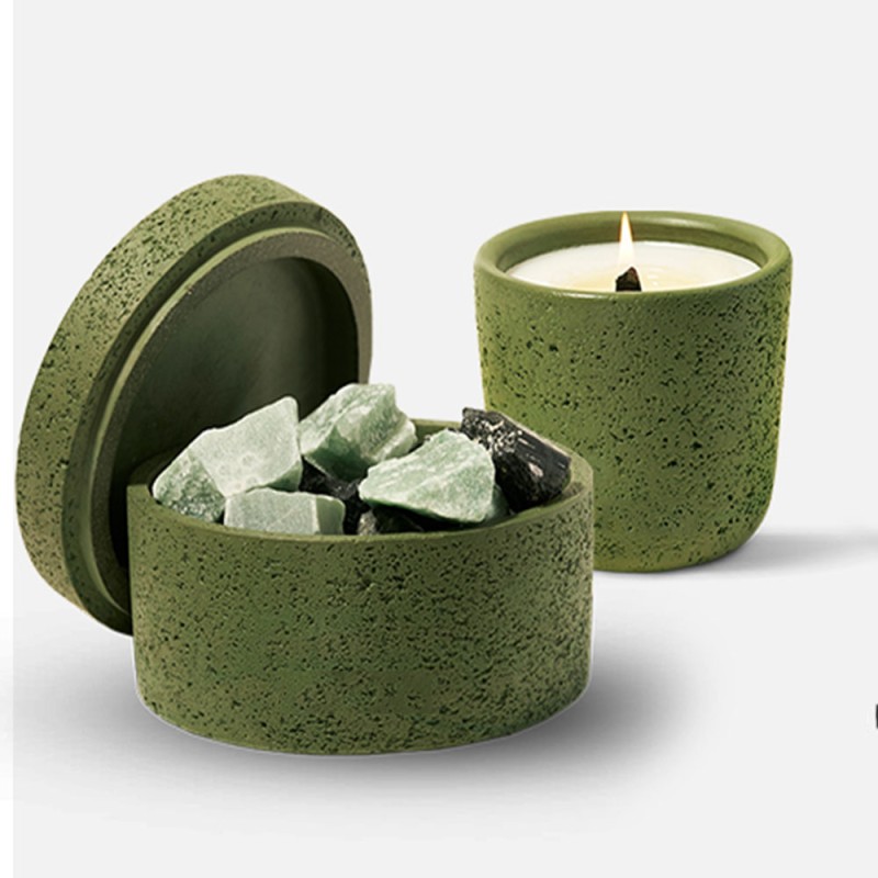 2023 New Trending Decor Concrete Shaped Scented Soy Wax Candle Container Ornaments Cement Candle Vessel