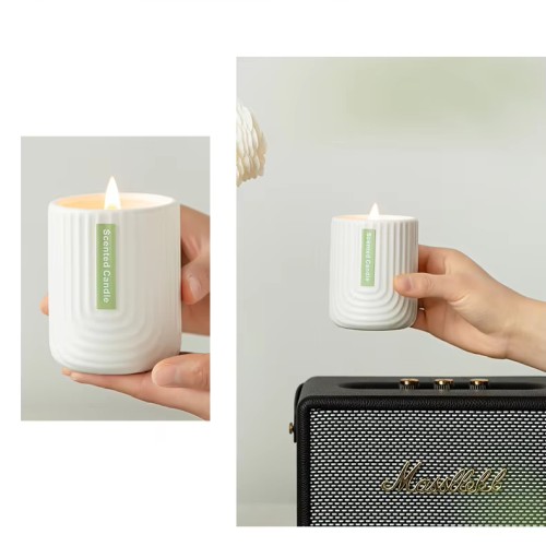 Luxury Custom Logo  Jar Natural Plant Oil Pure Soy Wax Cement Ceramic Scented Candle With Customized Gift Box