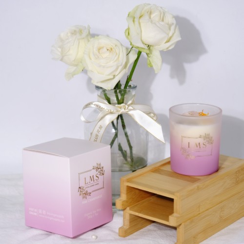 Valentine's Day Unique Gift Rose Quartz Sweet Pink Colour Gradient With Gold Foil Logo Luxury Scented Candles