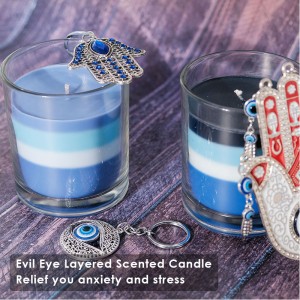 2024 Hot Sale Customize  White Glass Crystal Scented Candle Evil Eye Bracelet Hide in Wax 